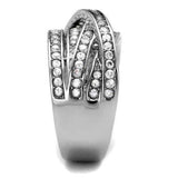 TK2096 - High polished (no plating) Stainless Steel Ring with AAA Grade CZ in Clear - Alamode - Flyclothing LLC