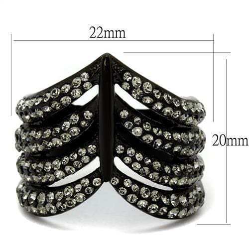 TK2097 - IP Black(Ion Plating) Stainless Steel Ring with Top Grade Crystal in Black Diamond - Alamode - Flyclothing LLC