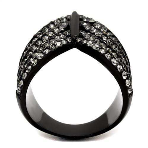 TK2097 - IP Black(Ion Plating) Stainless Steel Ring with Top Grade Crystal in Black Diamond - Alamode - Flyclothing LLC