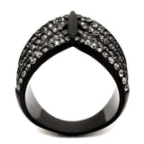 TK2097 - IP Black(Ion Plating) Stainless Steel Ring with Top Grade Crystal in Black Diamond - Alamode - Flyclothing LLC