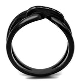 TK2098 - IP Black(Ion Plating) Stainless Steel Ring with Top Grade Crystal in Black Diamond - Alamode - Flyclothing LLC