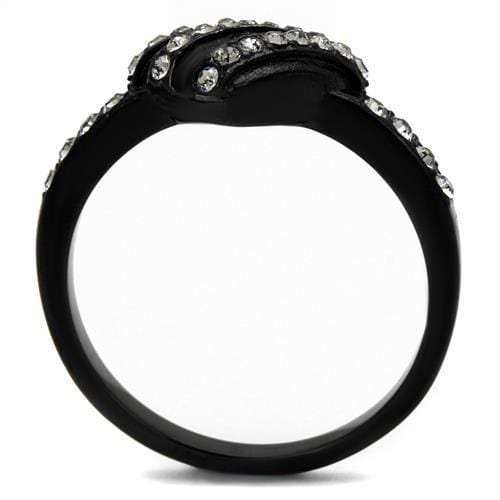 TK2100 - IP Black(Ion Plating) Stainless Steel Ring with Top Grade Crystal in Black Diamond - Alamode - Flyclothing LLC