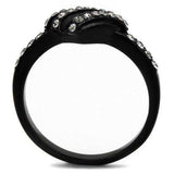 TK2100 - IP Black(Ion Plating) Stainless Steel Ring with Top Grade Crystal in Black Diamond - Alamode - Flyclothing LLC