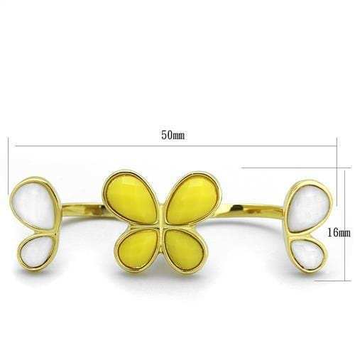 TK2101 - IP Gold(Ion Plating) Stainless Steel Ring with Synthetic Synthetic Stone in Citrine Yellow - Alamode - Flyclothing LLC