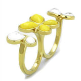 TK2101 - IP Gold(Ion Plating) Stainless Steel Ring with Synthetic Synthetic Stone in Citrine Yellow - Alamode - Flyclothing LLC