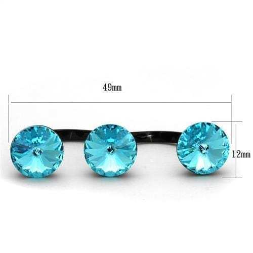 TK2103 - IP Black(Ion Plating) Stainless Steel Ring with Top Grade Crystal in Sea Blue - Alamode - Flyclothing LLC