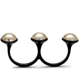 TK2104 - IP Black(Ion Plating) Stainless Steel Ring with Synthetic Pearl in Metallic Light Gold - Alamode - Flyclothing LLC