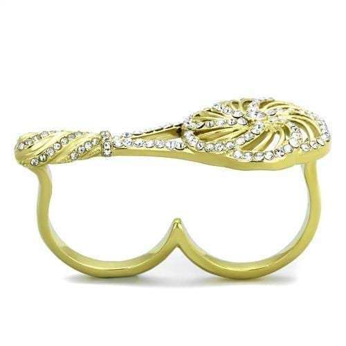 TK2107 - IP Gold(Ion Plating) Stainless Steel Ring with Top Grade Crystal in Clear - Alamode - Flyclothing LLC