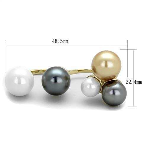 TK2108 - IP Gold(Ion Plating) Stainless Steel Ring with Synthetic Pearl in Multi Color - Alamode - Flyclothing LLC
