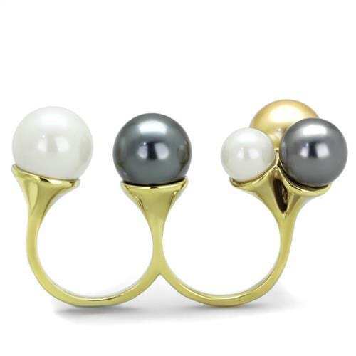 TK2108 - IP Gold(Ion Plating) Stainless Steel Ring with Synthetic Pearl in Multi Color - Alamode - Flyclothing LLC