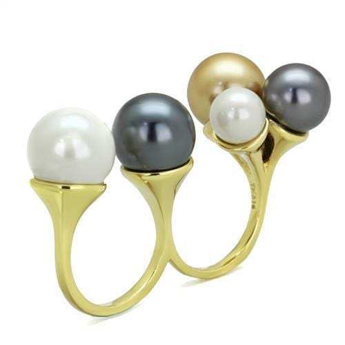 TK2108 - IP Gold(Ion Plating) Stainless Steel Ring with Synthetic Pearl in Multi Color - Alamode - Flyclothing LLC