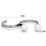 TK2110 - High polished (no plating) Stainless Steel Ring with Synthetic Pearl in White - Alamode - Flyclothing LLC
