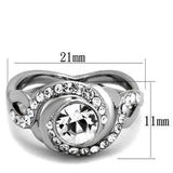 TK2111 - High polished (no plating) Stainless Steel Ring with Top Grade Crystal in Clear - Alamode - Flyclothing LLC