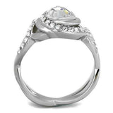 TK2111 - High polished (no plating) Stainless Steel Ring with Top Grade Crystal in Clear - Alamode - Flyclothing LLC