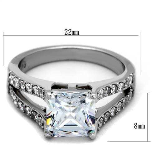 TK2112 - High polished (no plating) Stainless Steel Ring with AAA Grade CZ in Clear - Alamode - Flyclothing LLC