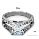 TK2112 - High polished (no plating) Stainless Steel Ring with AAA Grade CZ in Clear - Alamode - Flyclothing LLC