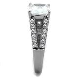 TK2112 - High polished (no plating) Stainless Steel Ring with AAA Grade CZ in Clear - Alamode - Flyclothing LLC