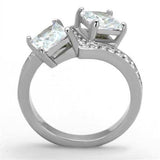 TK2113 - High polished (no plating) Stainless Steel Ring with AAA Grade CZ in Clear - Alamode - Flyclothing LLC