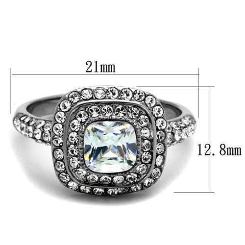 TK2114 - High polished (no plating) Stainless Steel Ring with AAA Grade CZ in Clear - Alamode - Flyclothing LLC