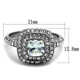 TK2114 - High polished (no plating) Stainless Steel Ring with AAA Grade CZ in Clear - Alamode - Flyclothing LLC