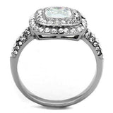 TK2114 - High polished (no plating) Stainless Steel Ring with AAA Grade CZ in Clear - Alamode - Flyclothing LLC