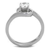 TK2116 - High polished (no plating) Stainless Steel Ring with AAA Grade CZ in Clear - Alamode - Flyclothing LLC
