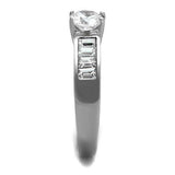 TK2117 - High polished (no plating) Stainless Steel Ring with AAA Grade CZ in Clear - Alamode - Flyclothing LLC