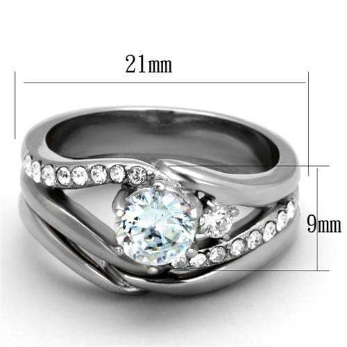 TK2118 - High polished (no plating) Stainless Steel Ring with AAA Grade CZ in Clear - Alamode - Flyclothing LLC