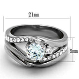 TK2118 - High polished (no plating) Stainless Steel Ring with AAA Grade CZ in Clear - Alamode - Flyclothing LLC