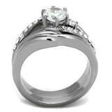 TK2118 - High polished (no plating) Stainless Steel Ring with AAA Grade CZ in Clear - Alamode - Flyclothing LLC