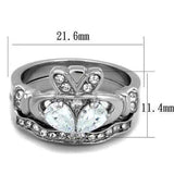 TK2119 - High polished (no plating) Stainless Steel Ring with AAA Grade CZ in Clear - Alamode - Flyclothing LLC