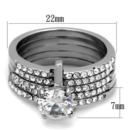 TK2120 - High polished (no plating) Stainless Steel Ring with AAA Grade CZ in Clear - Alamode - Flyclothing LLC