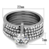 TK2120 - High polished (no plating) Stainless Steel Ring with AAA Grade CZ in Clear - Alamode - Flyclothing LLC
