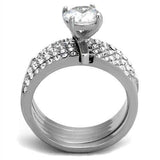 TK2120 - High polished (no plating) Stainless Steel Ring with AAA Grade CZ in Clear - Alamode - Flyclothing LLC