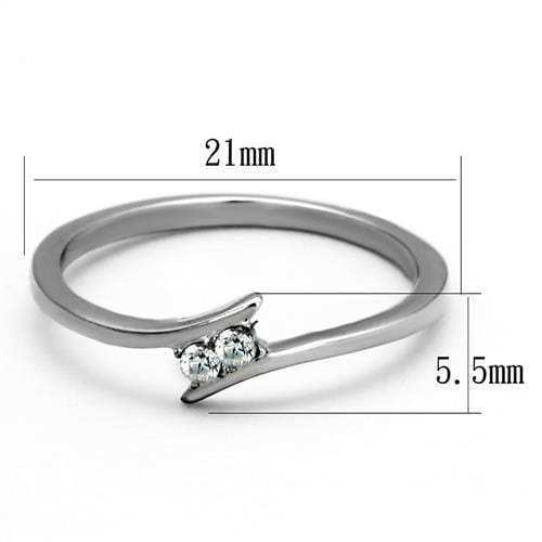 TK2121 - High polished (no plating) Stainless Steel Ring with AAA Grade CZ in Clear - Alamode - Flyclothing LLC