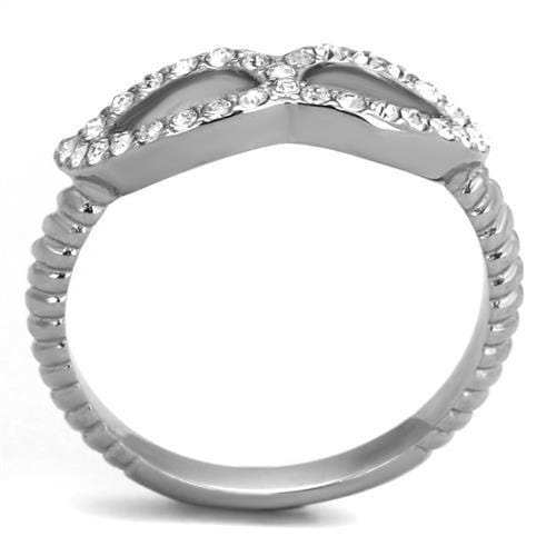 TK2122 - High polished (no plating) Stainless Steel Ring with Top Grade Crystal in Clear - Alamode - Flyclothing LLC