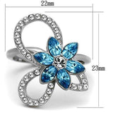 TK2123 - High polished (no plating) Stainless Steel Ring with Top Grade Crystal in Sea Blue - Alamode - Flyclothing LLC