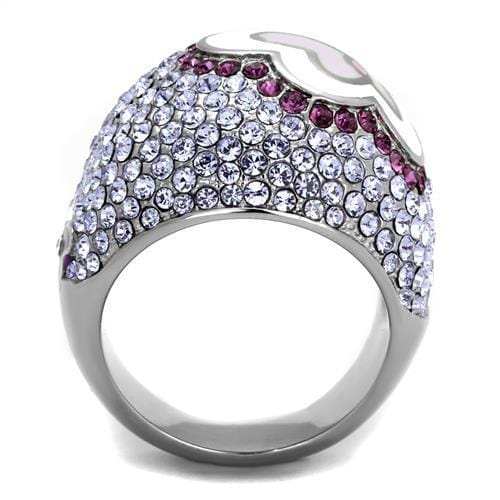 TK2125 - High polished (no plating) Stainless Steel Ring with Top Grade Crystal in Multi Color - Alamode - Flyclothing LLC