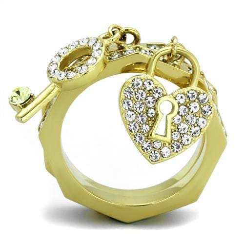 TK2127 - IP Gold(Ion Plating) Stainless Steel Ring with Top Grade Crystal in Citrine Yellow - Alamode - Flyclothing LLC