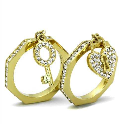 TK2127 - IP Gold(Ion Plating) Stainless Steel Ring with Top Grade Crystal in Citrine Yellow - Alamode - Flyclothing LLC