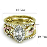 TK2129 - Two-Tone IP Gold (Ion Plating) Stainless Steel Ring with AAA Grade CZ in Clear - Alamode - Flyclothing LLC