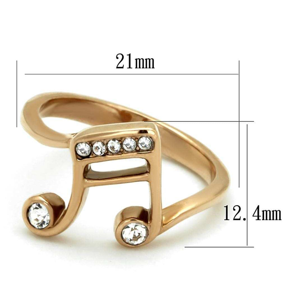TK2130 - IP Rose Gold(Ion Plating) Stainless Steel Ring with Top Grade Crystal in Clear - Alamode - Flyclothing LLC