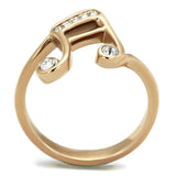 TK2130 - IP Rose Gold(Ion Plating) Stainless Steel Ring with Top Grade Crystal in Clear - Alamode - Flyclothing LLC