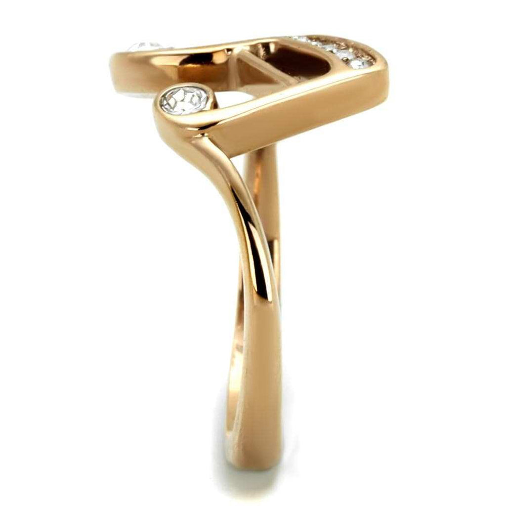 TK2130 - IP Rose Gold(Ion Plating) Stainless Steel Ring with Top Grade Crystal in Clear - Alamode - Flyclothing LLC
