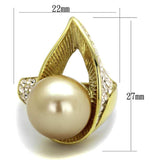 TK2131 - IP Gold(Ion Plating) Stainless Steel Ring with Synthetic Pearl in Champagne - Alamode - Flyclothing LLC