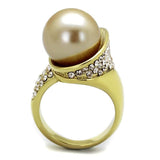 TK2131 - IP Gold(Ion Plating) Stainless Steel Ring with Synthetic Pearl in Champagne - Alamode - Flyclothing LLC