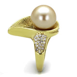 TK2131 - IP Gold(Ion Plating) Stainless Steel Ring with Synthetic Pearl in Champagne - Alamode - Flyclothing LLC