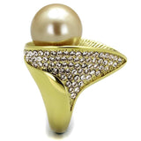 TK2131 - IP Gold(Ion Plating) Stainless Steel Ring with Synthetic Pearl in Champagne - Alamode - Flyclothing LLC