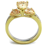 TK2132 - Two-Tone IP Gold (Ion Plating) Stainless Steel Ring with AAA Grade CZ in Champagne - Alamode - Flyclothing LLC