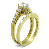 TK2133 - IP Gold(Ion Plating) Stainless Steel Ring with AAA Grade CZ in Clear - Alamode - Flyclothing LLC